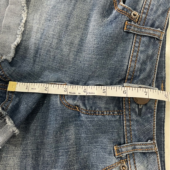 No Boundaries Micro Mini Shorts Y2K Blue Jean Denim Embroidery Distressed Size 9 - Picture 9 of 9